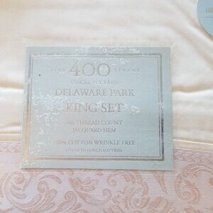 King 400 thread jacquard hem wrinkle free sheet set